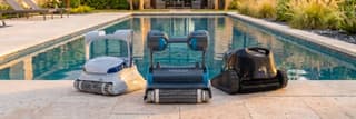 Backyard pool freshly opened for spring swimming season