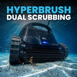 Dual HyperBrush scrubbing brushes on a robotic pool cleaner